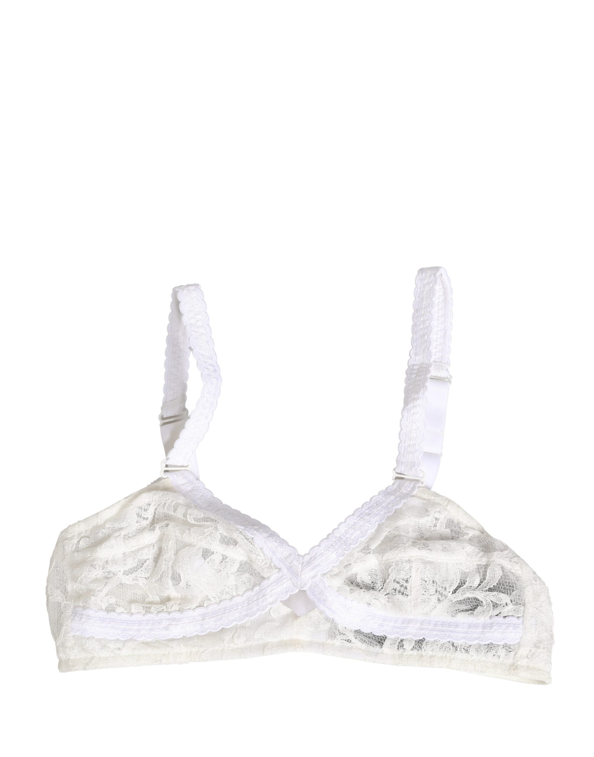 Soutien-gorge blanc en coton et dentelle sans armatures de Dolce & Gabbana, doux et confortable, lingerie élégante pour femme.