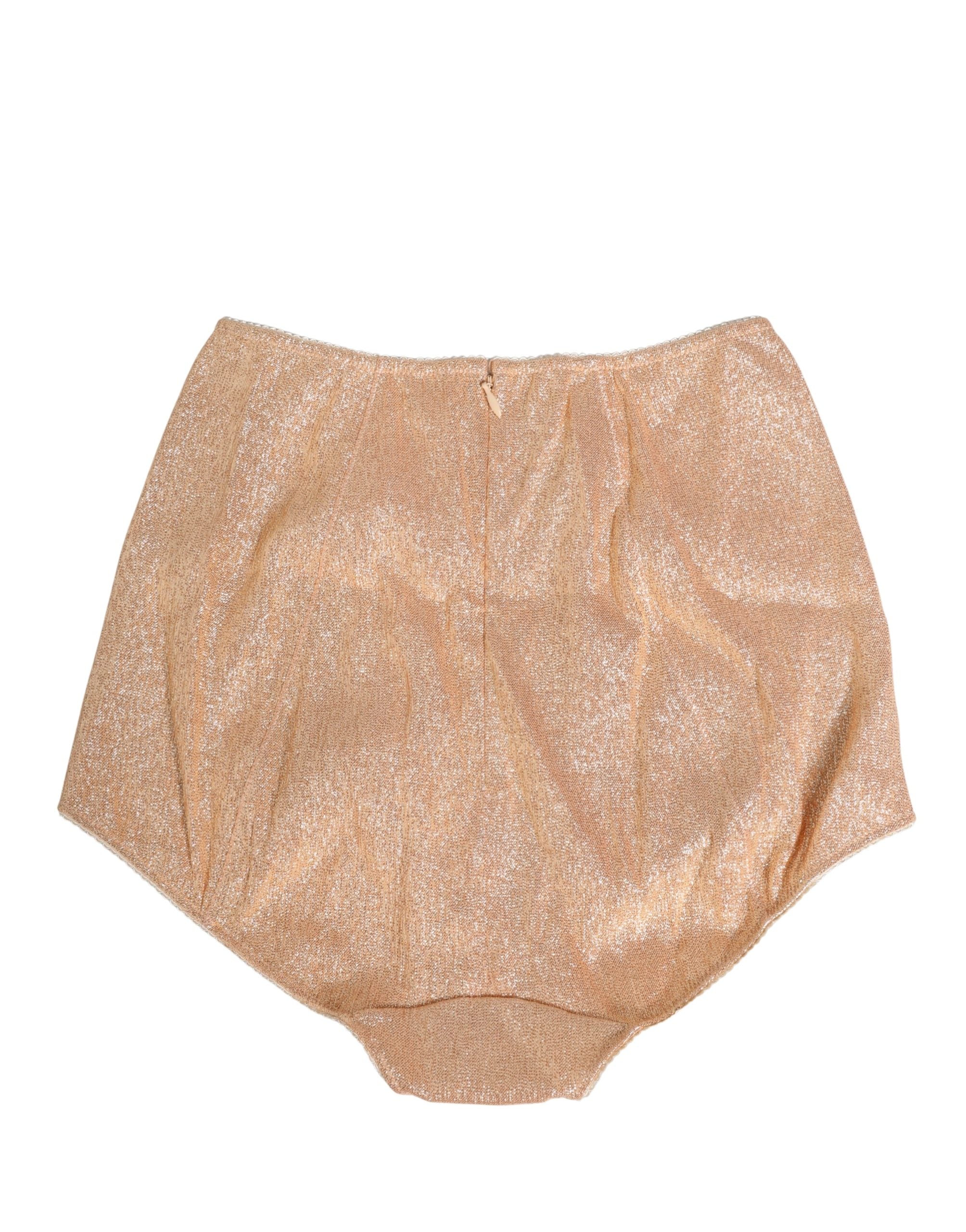 Culotte haute en soie mélangée beige Dolce & Gabbana, sous-vêtements féminins élégants et confortables.