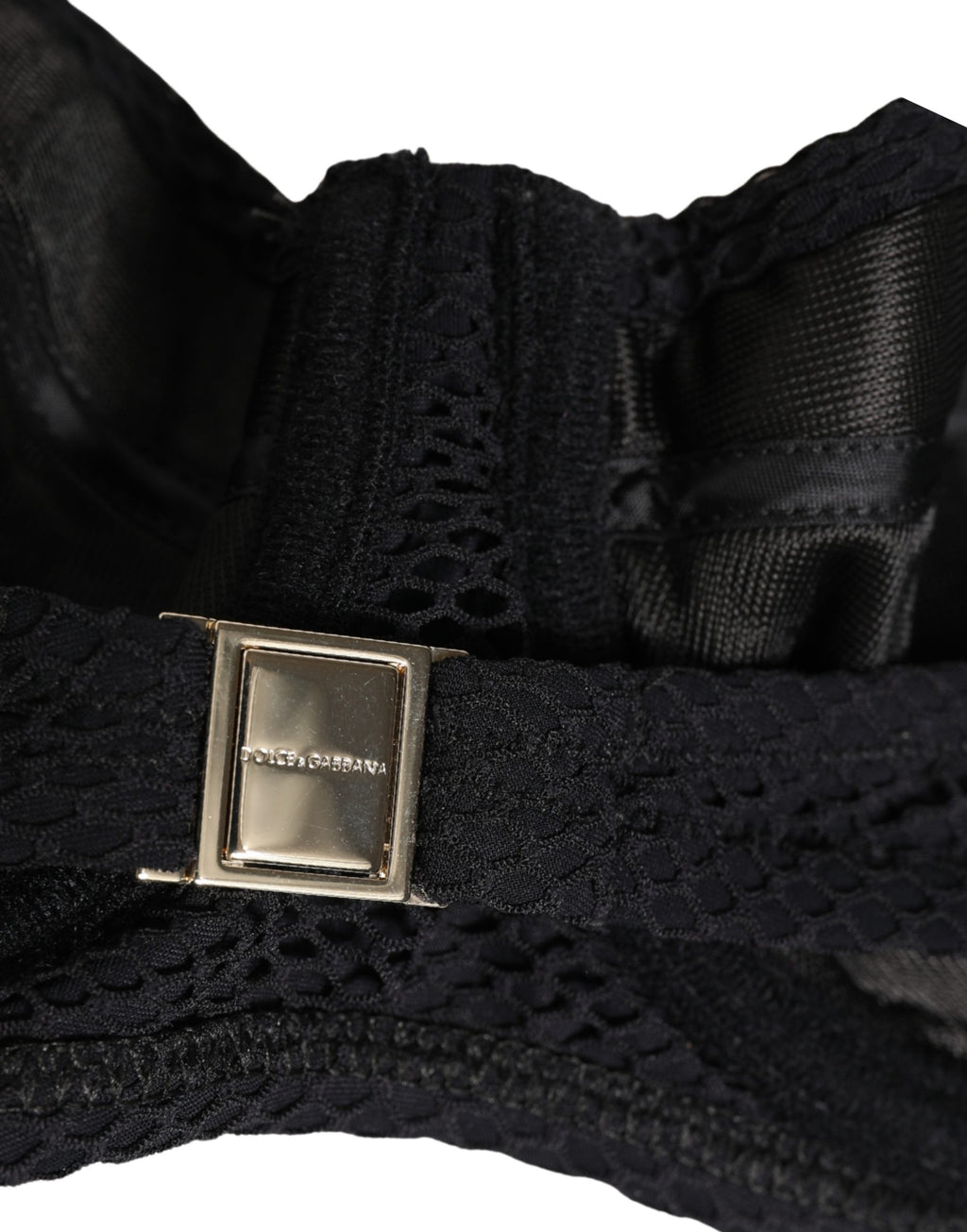 Soutien-gorge balconnet rembourré en nylon noir de Dolce & Gabbana, lingerie élégante et confortable.