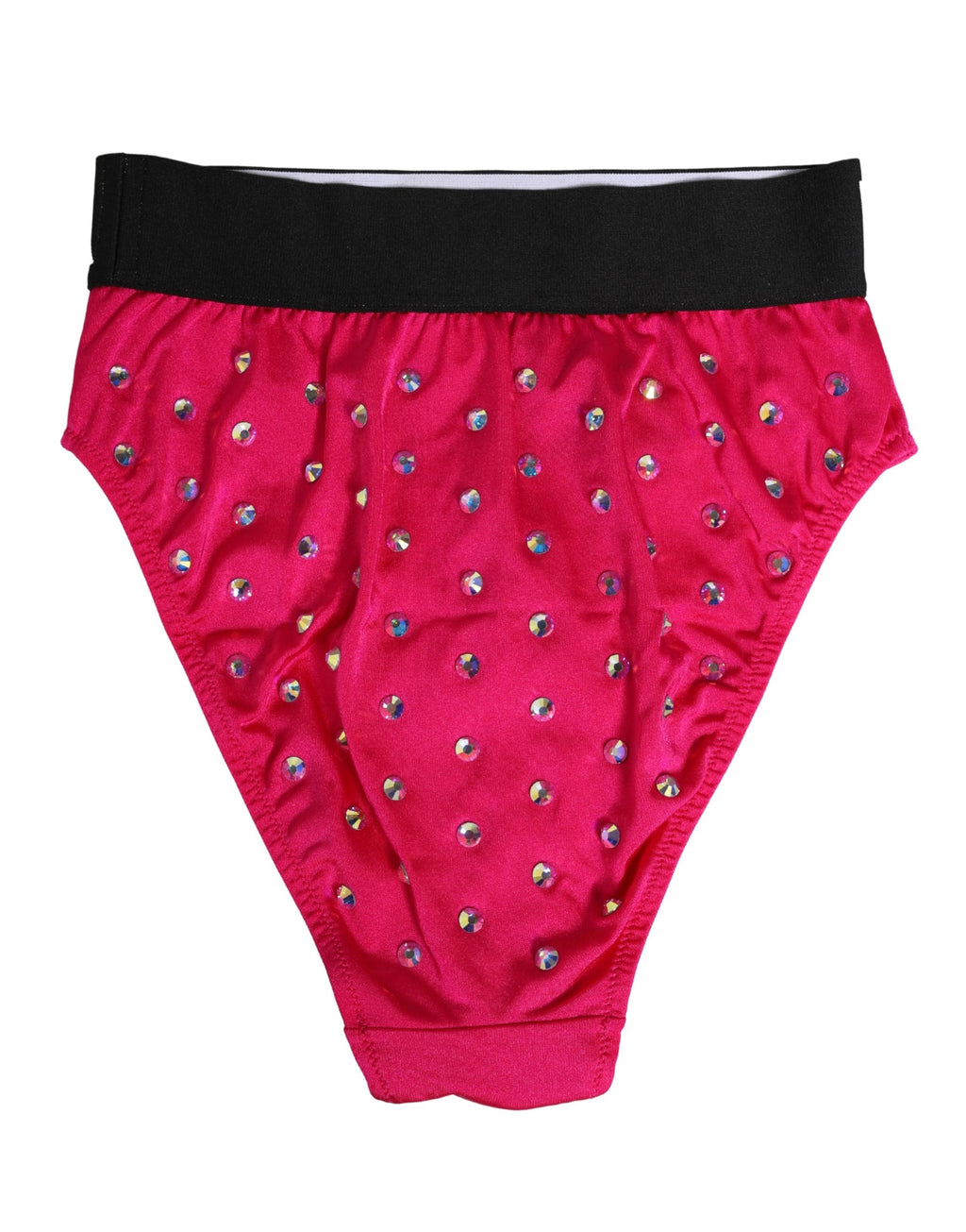 Culotte haute rose en cristal de Dolce & Gabbana, sous-vêtements féminins en dentelle élégante et détails brillants.