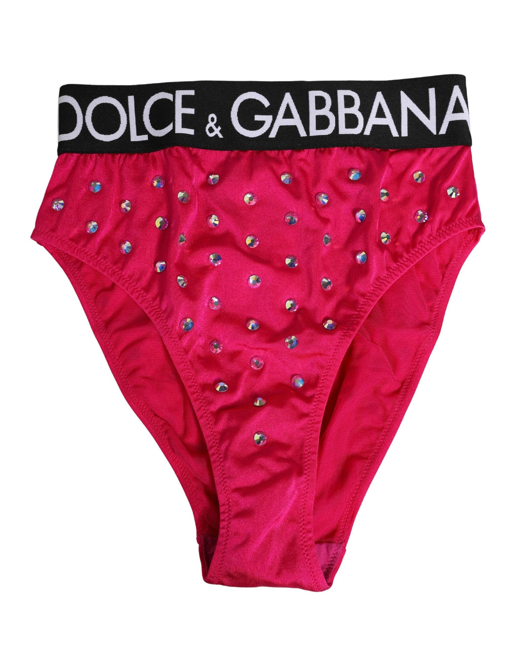 Culotte haute rose en cristal Dolce & Gabbana, sous-vêtements féminins élégants avec détails brillants et design sophistiqué.