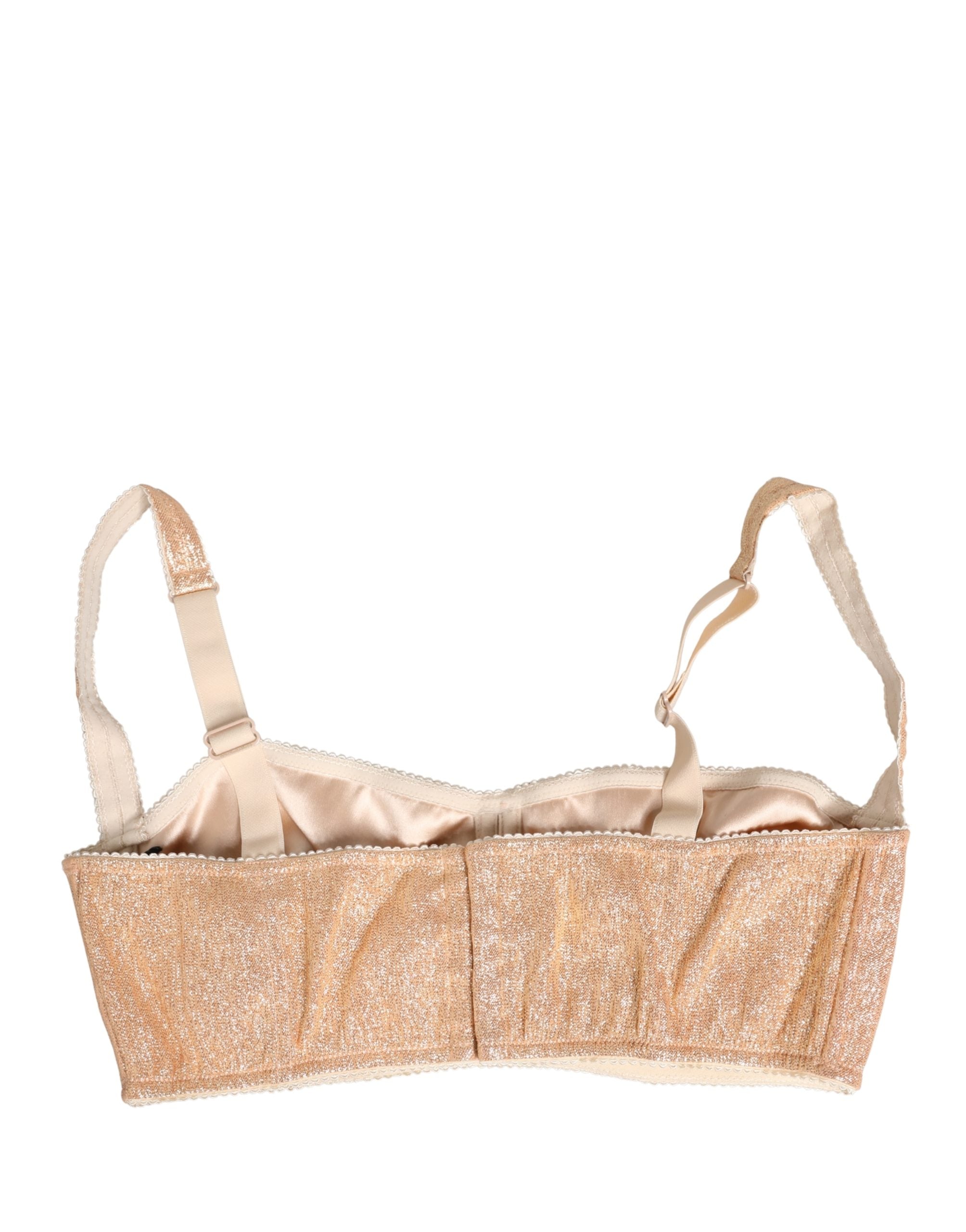Soutien-gorge balconnet beige Dolce & Gabbana avec armatures semi-rembourrées, style élégant et féminin.