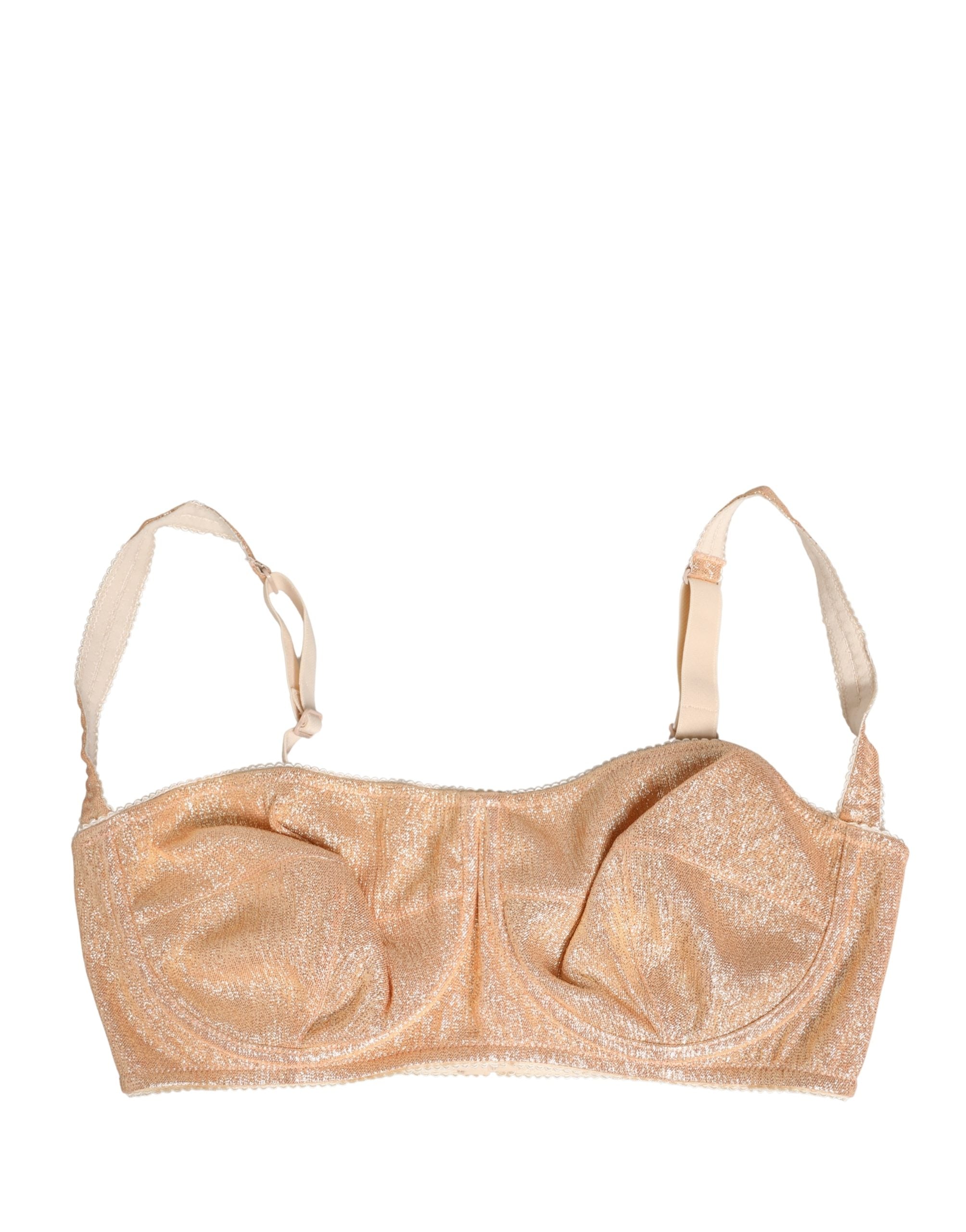 Soutien-gorge balconnet beige Dolce & Gabbana en dentelle avec armatures, semi-rembourré et élégant.