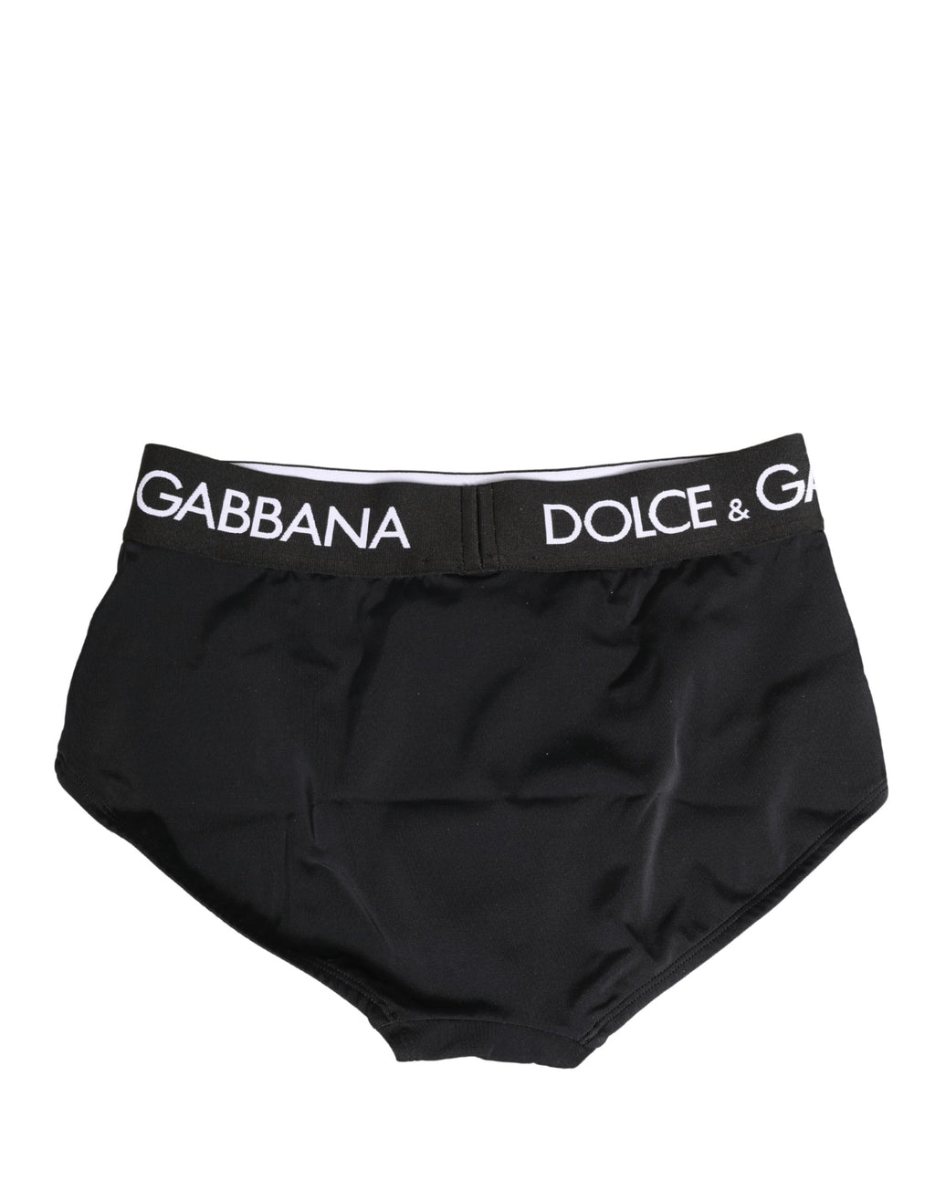 Culotte Dolce & Gabbana noire avec ceinture logo, style coulotte, sous-vêtements élégants en tissu doux visible en détail.