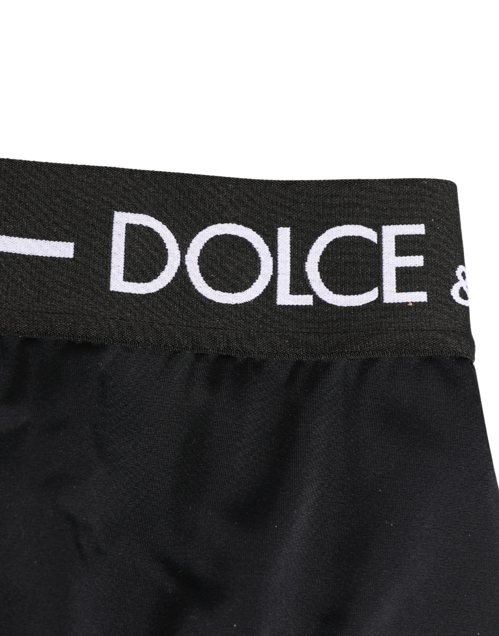 Culotte Dolce & Gabbana noire avec logo, bande de taille élastique, sous-vêtements élégants et confortables.