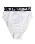 Culotte haute Dolce & Gabbana blanche et noire avec sequins, vêtement de lingerie élégante et sophistiquée.