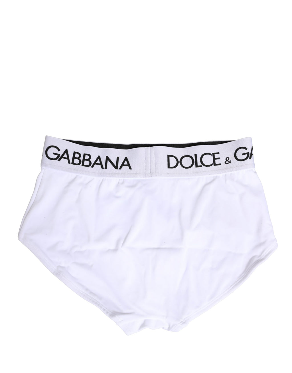 Culotte blanche en nylon Dolce & Gabbana avec ceinture logo, confortable et élégante, vue de face.