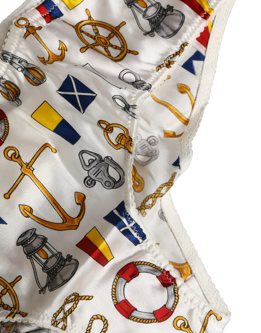 Sous-vêtements Dolce & Gabbana en polyester blanc avec imprimé marin, bas de sous-vêtements pour homme.