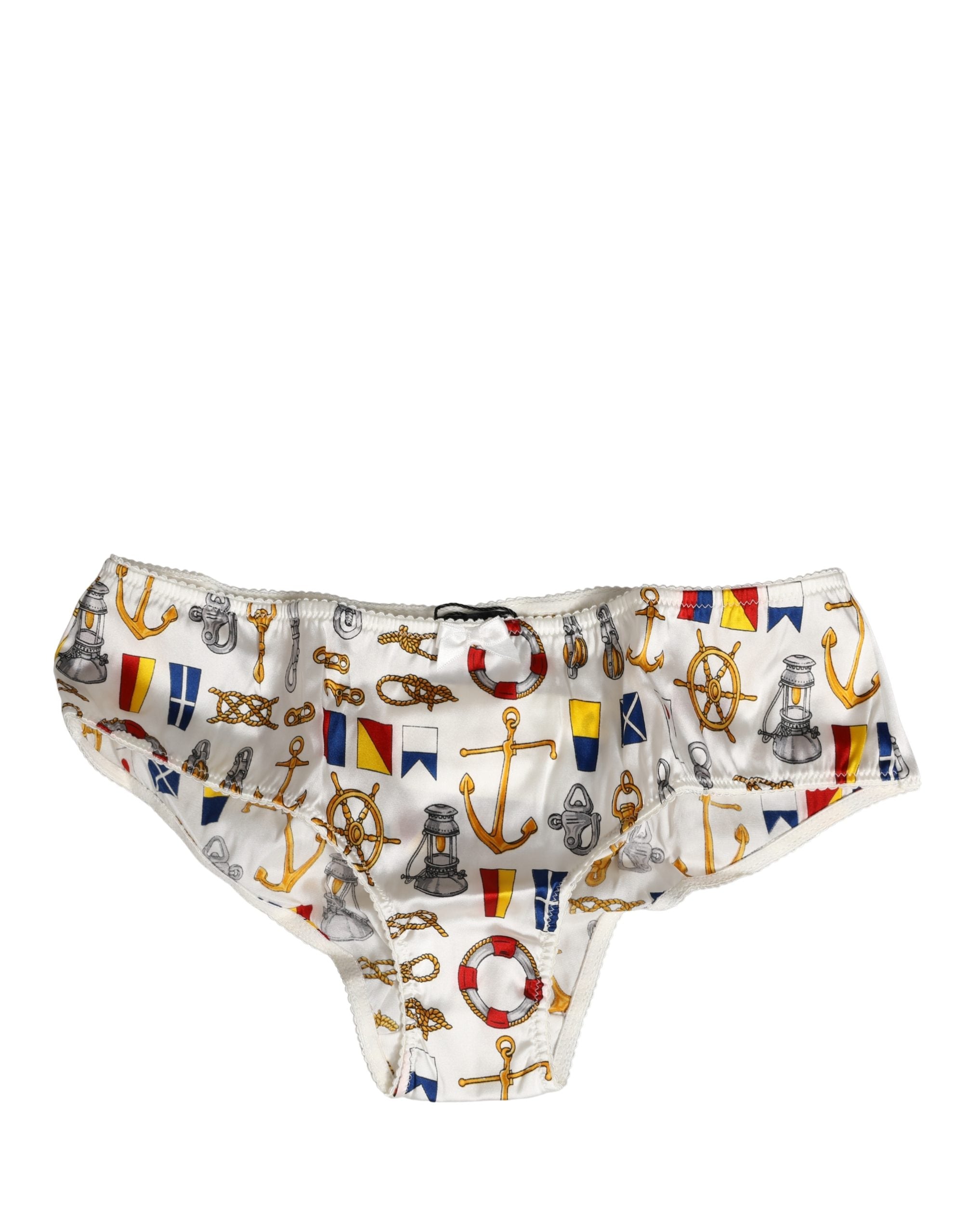 Sous-vêtements Dolce & Gabbana en polyester blanc avec imprimé marin, style pantalon de sous-vêtement élégant et confortable.