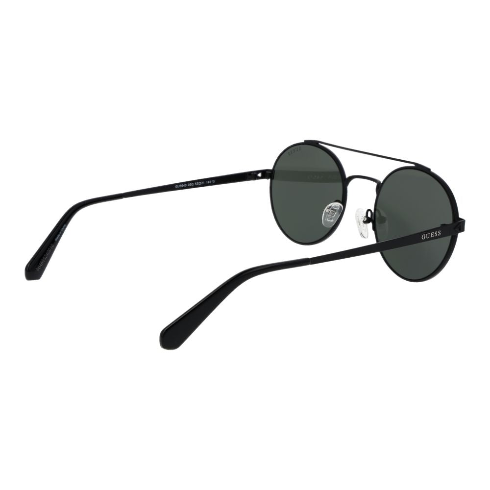 Lunettes de soleil en métal noir Guess avec monture élégante et design moderne, vue de face sur un fond blanc.