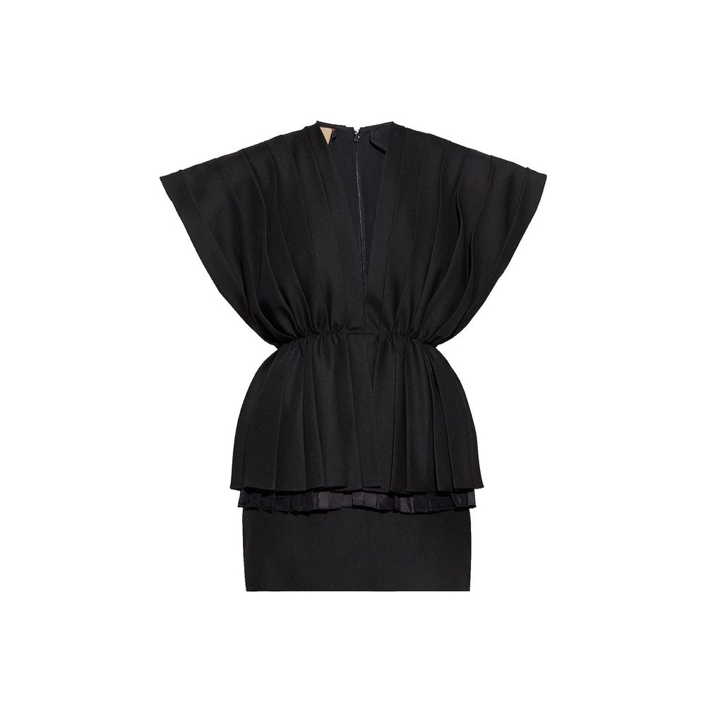 Robe de cocktail en laine noire de Gucci, élégante et sophistiquée, avec coupe ajustée et détails modernes.