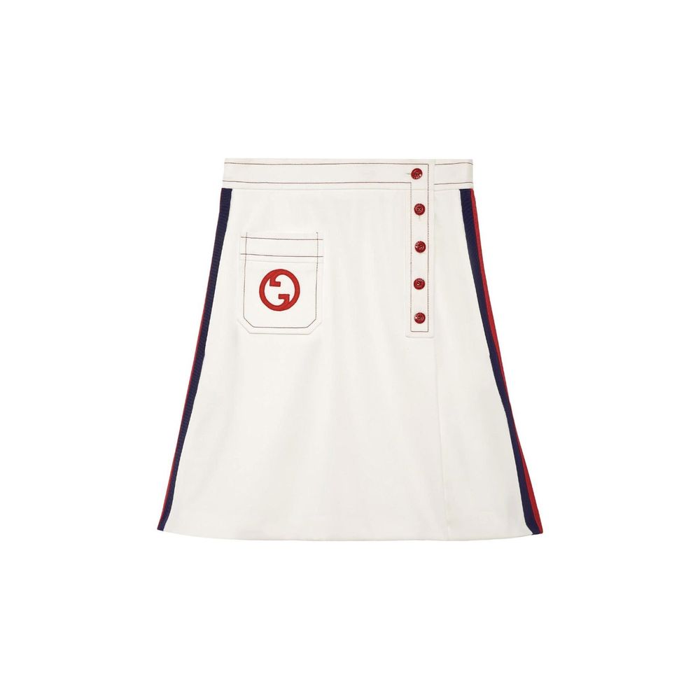 Jupe courte en polyester blanche de Gucci, version mini, avec détail de style élégant et design moderne.