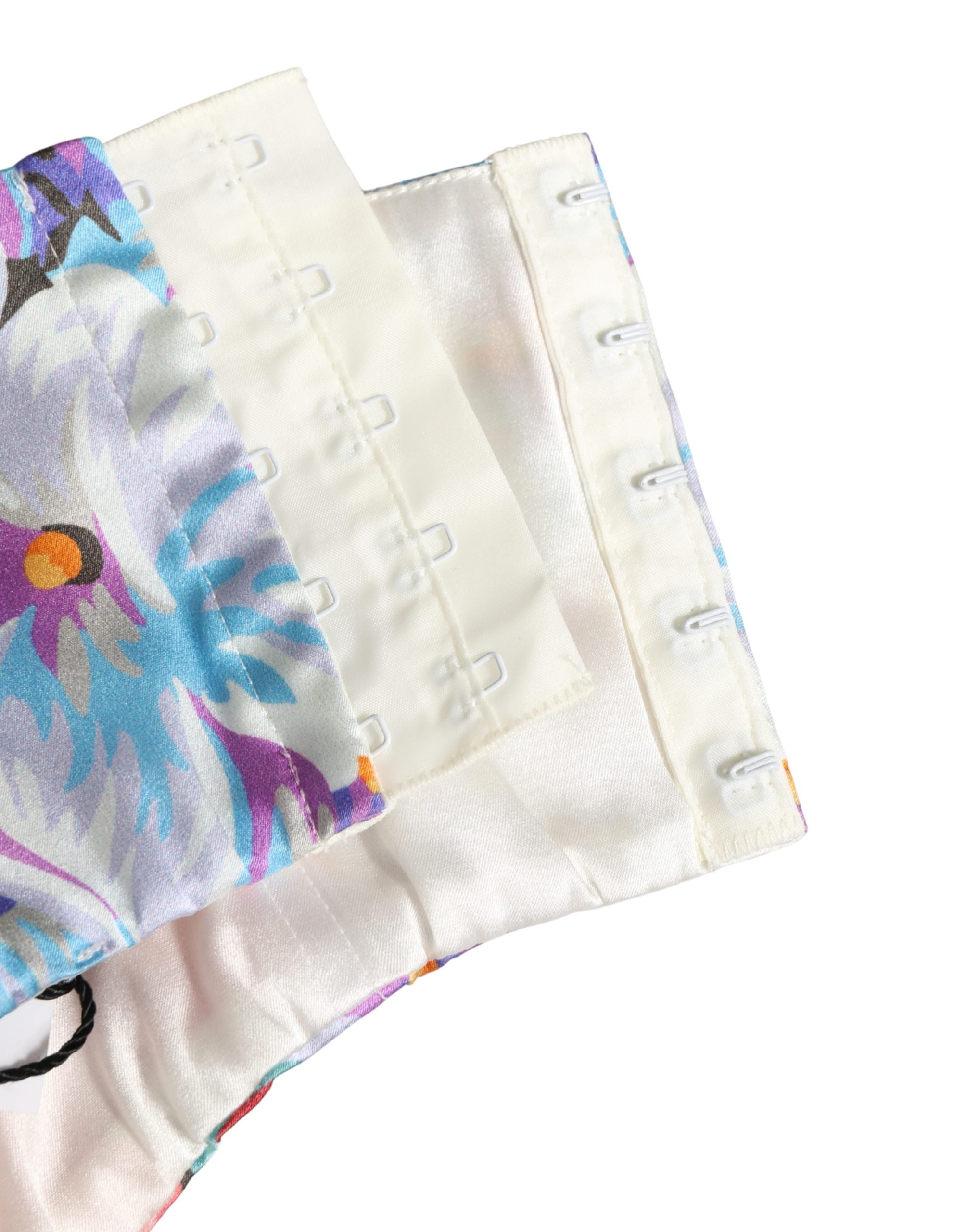 Top bustier en soie à imprimé floral multicolore de Dolce & Gabbana, coupe courte et élégante.