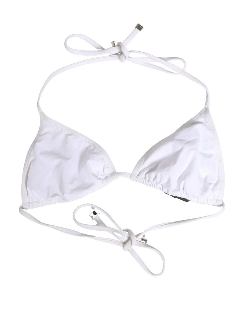 Top de bikini triangle en nylon blanc de Dolce & Gabbana, maillot de bain léger et élégant pour la plage.