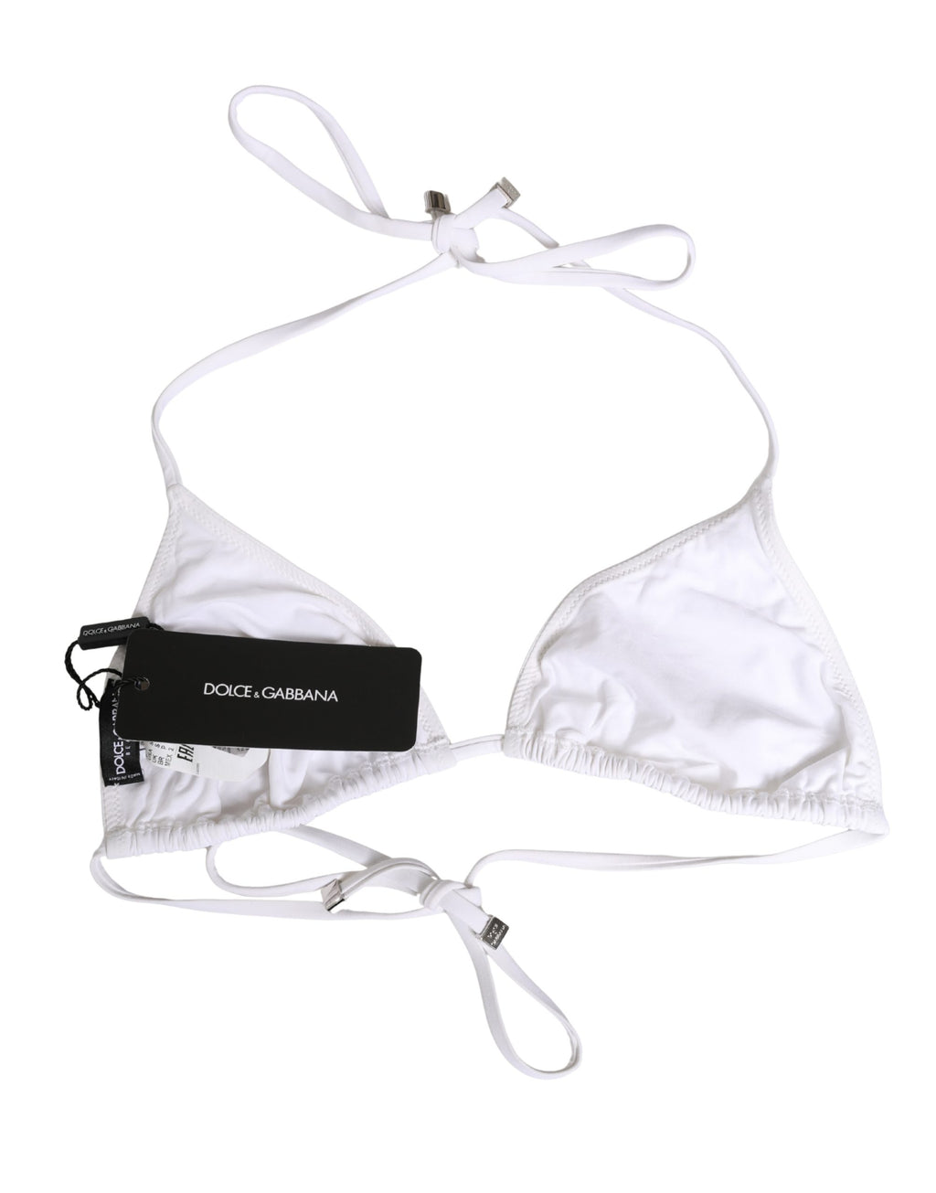 Triangulaire maillot de bain Dolce & Gabbana en nylon blanc, haut de bikini pour la plage et la baignade.