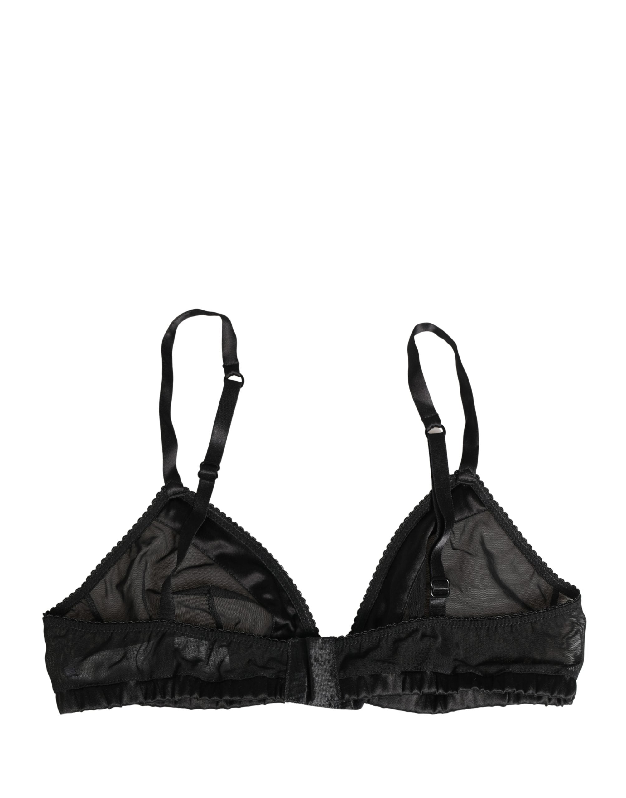 Soutien-gorge en nylon noir stretch doux de Dolce & Gabbana, sous-vêtement élégant avec bonnets légers et finition raffinée.