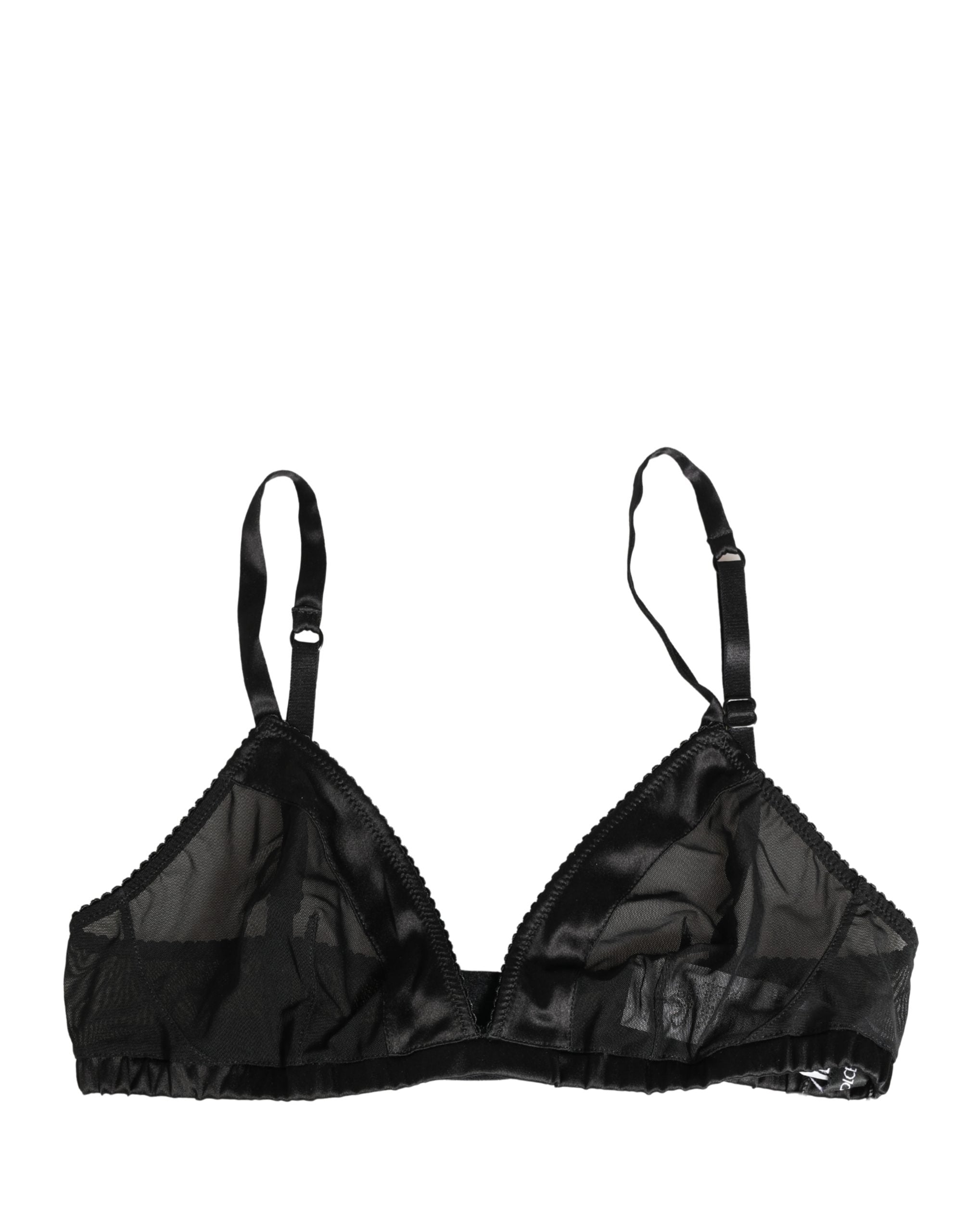 Soutien-gorge en nylon noir Dolce & Gabbana, brassière à bonnets souples et extensibles, confortable et élégante.