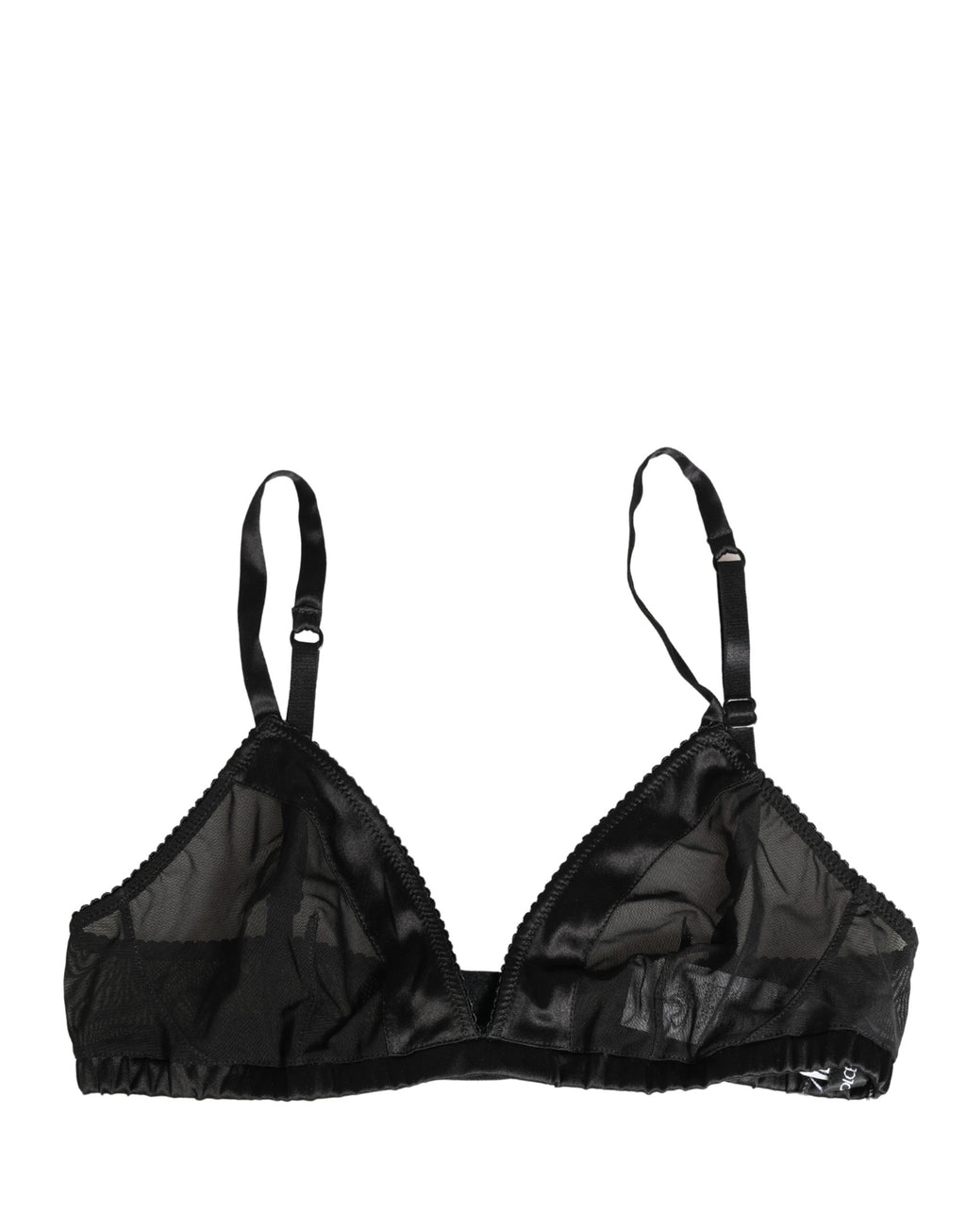 Soutien-gorge en nylon noir Dolce & Gabbana, sous-vêtements à coupe douce et brassière extensible, vue de face.
