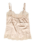 Lingerie de nuit Dolce & Gabbana beige en satin de soie avec dentelle, tank léger et élégant pour le sommeil.