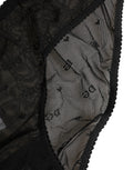 Culotte noire en dentelle fine et mesh transparent de Dolce & Gabbana, avec logo visible, adaptée pour un style élégant.
