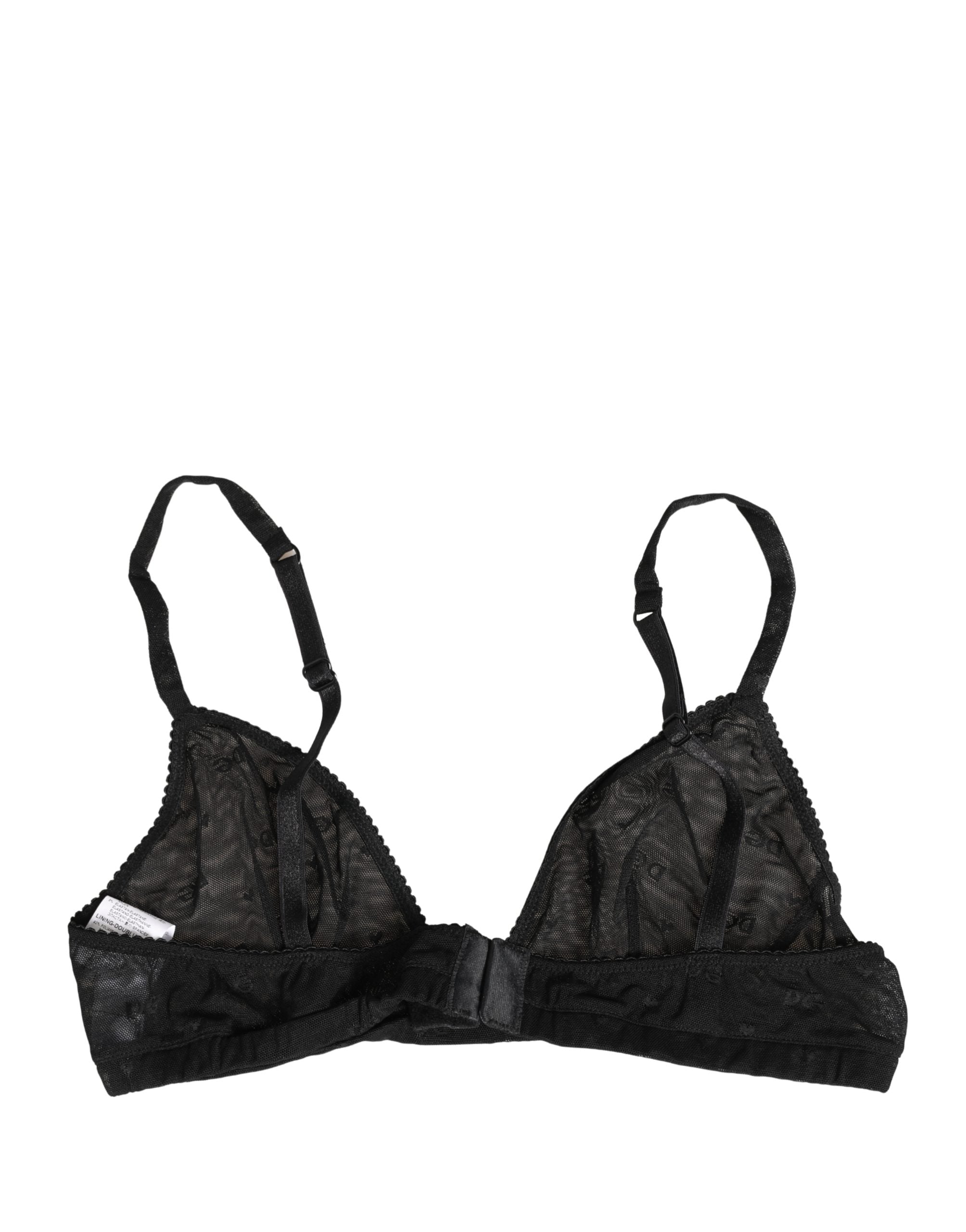 Soutien-gorge noir en nylon extensible Dolce & Gabbana, avec bonnets souples et design élégant.