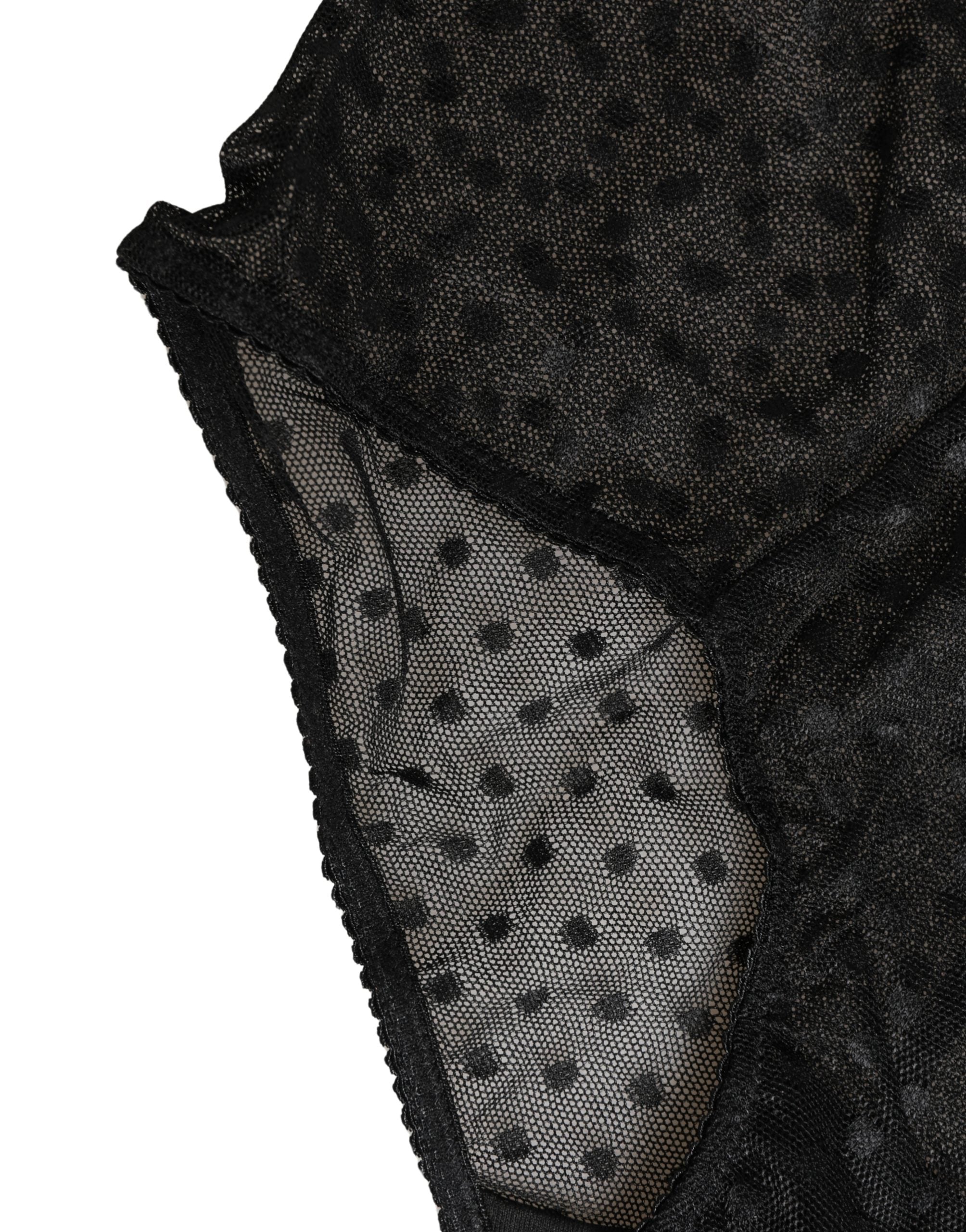 Culotte noire Dolce & Gabbana à logo, taille haute, sous-vêtements féminins en dentelle et tissu extensible.