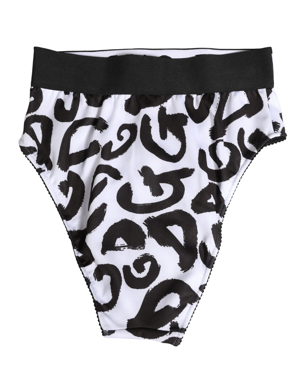 Sous-vêtements Dolce & Gabbana, culotte haute noire et blanche avec logo graphique, visible sur l’image.