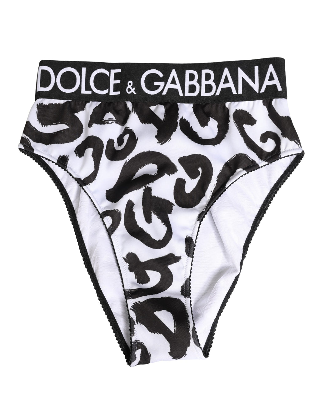 Culotte haute Dolce & Gabbana noir et blanc avec logo graphique, sous-vêtements pour femme, design élégant et moderne.