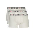 Boxers pour hommes Guess Jeans en coton blanc, confortables, avec logo Guess visible sur la ceinture.