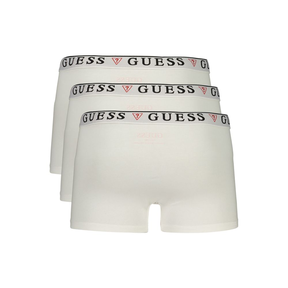 Caleçons homme Guess Jeans en coton blanc, boxer confortable avec logo Guess, visible sur l'image.