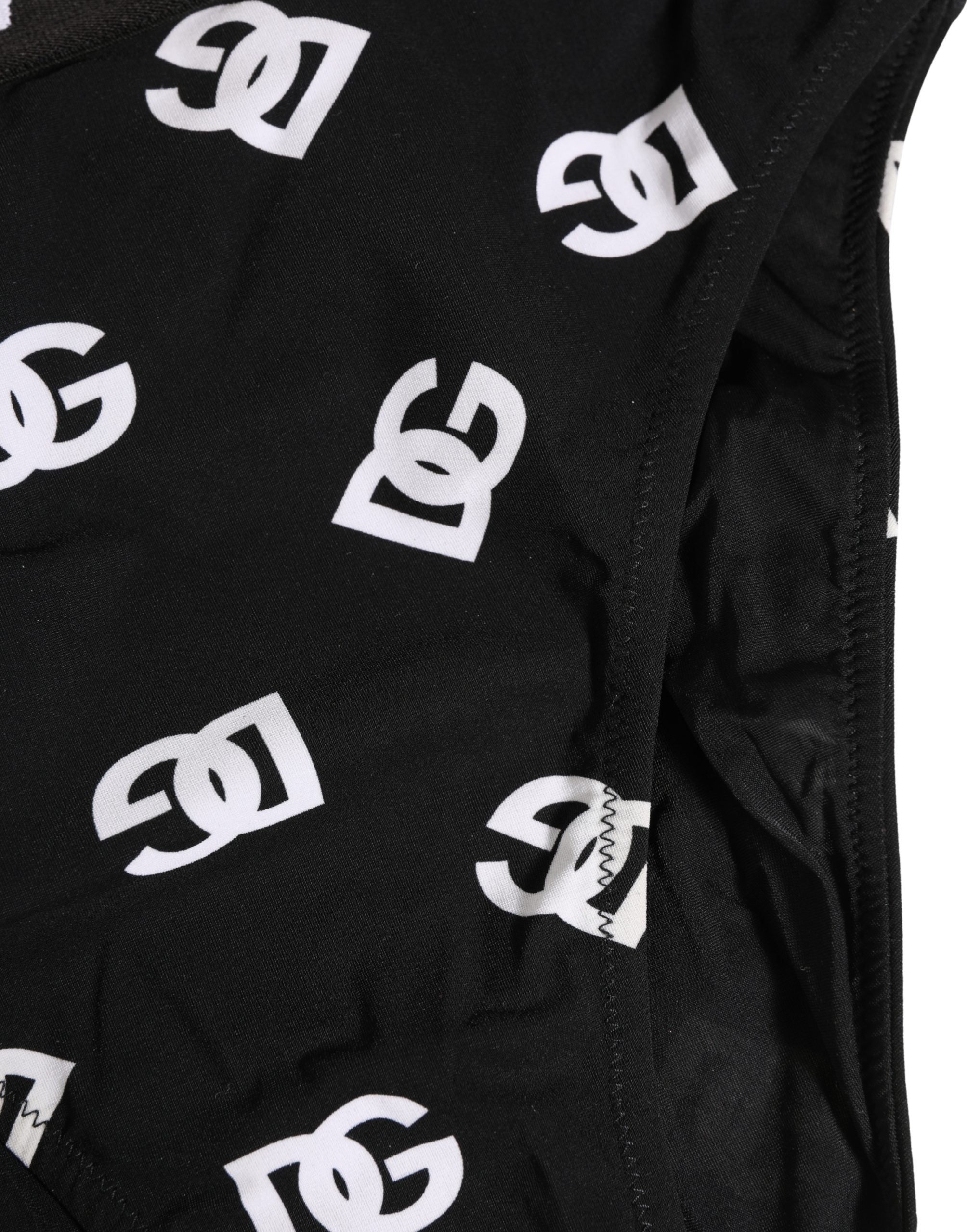 Culotte midi blanche et noire Dolce & Gabbana avec logo sur la ceinture, sous-vêtements élégants et confortables.
