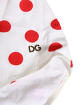 Maillot de bain une pièce Dolce & Gabbana à pois blancs, élégant et ajusté, parfait pour la plage ou la piscine.