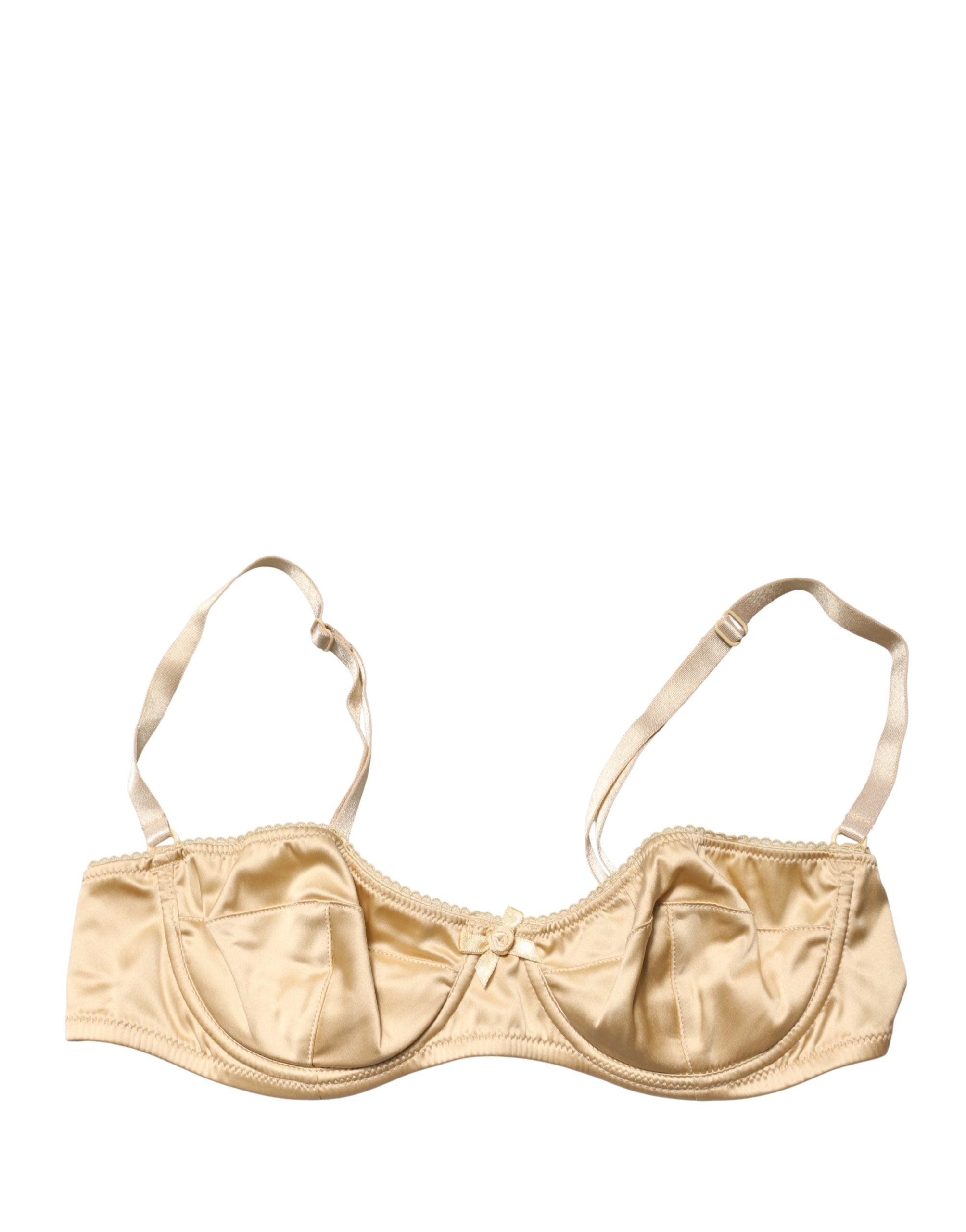 Soutien-gorge balconnet beige semi-rembourré avec armatures Dolce & Gabbana, lingerie élégante et sophistiquée.