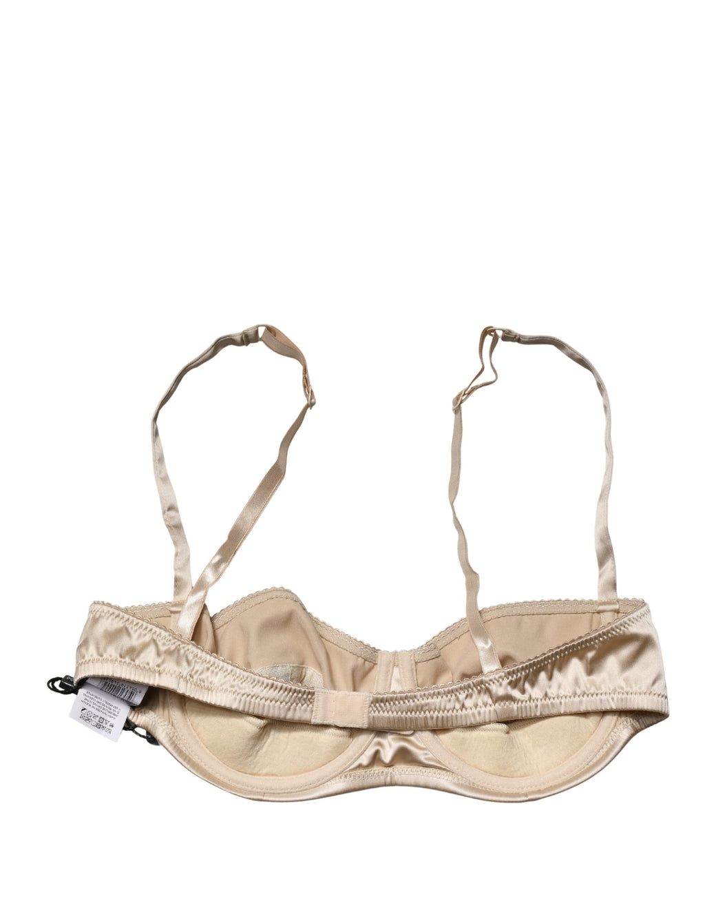 Soutien-gorge balconnet beige Dolce & Gabbana avec armatures, demi-rembourrage et design élégant visible sur l'image.