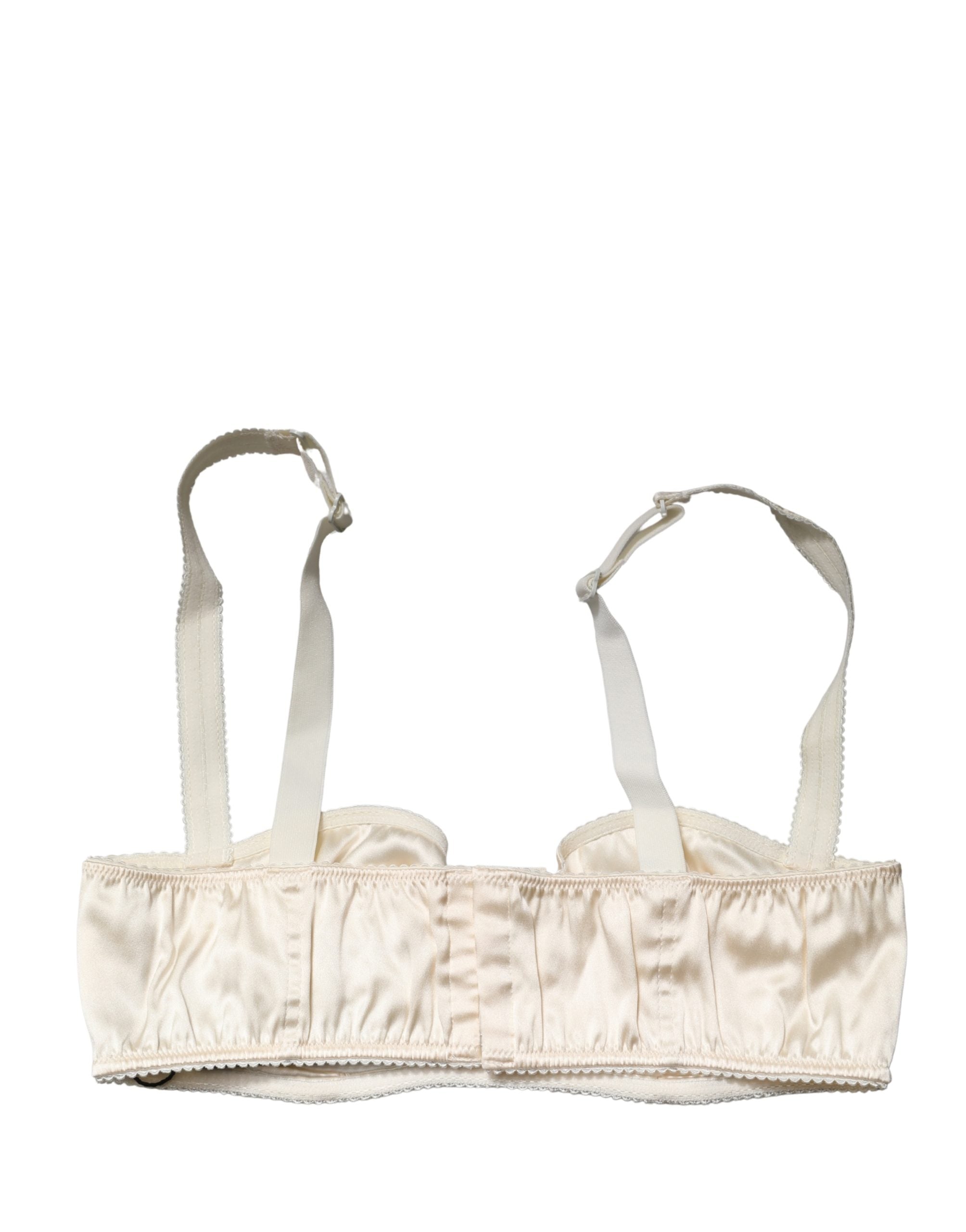 Soutien-gorge balconnet Dolce & Gabbana blanc cassé à demi-mousse avec armatures, lingerie élégante et raffinée.