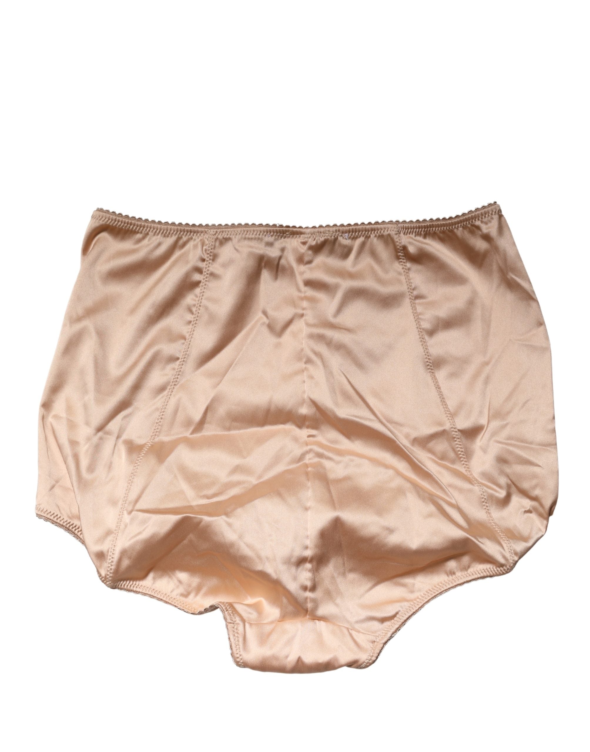 Culotte haute en soie et mélange de tissus beige de Dolce & Gabbana, style élégant et confortable.