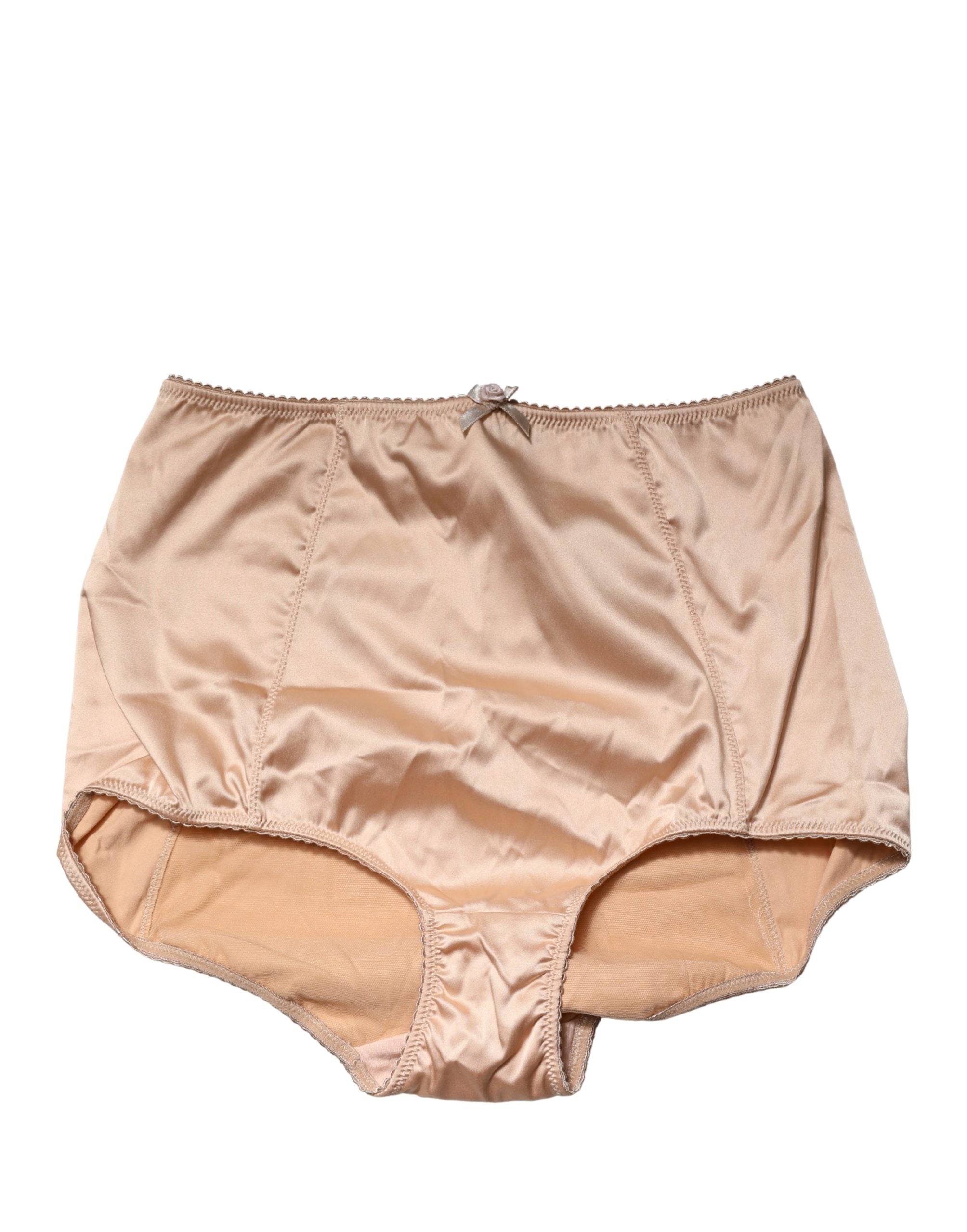 Culotte gainante beige en soie mélangée de Dolce & Gabbana, haute taille, design élégant et confortable.