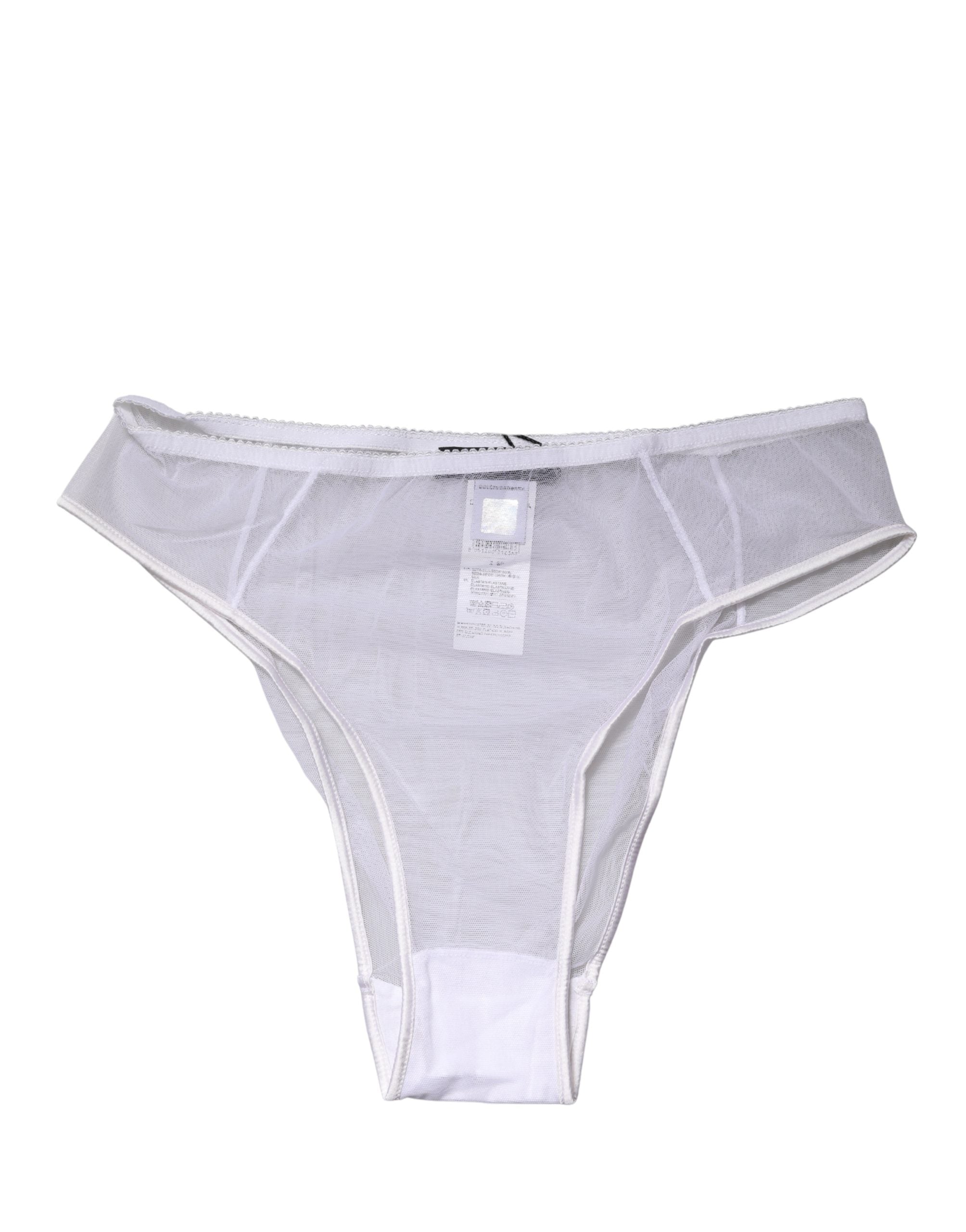 Sous-vêtements Dolce & Gabbana, culotte haute en soie blanche transparente et extensible, douce et élégante.