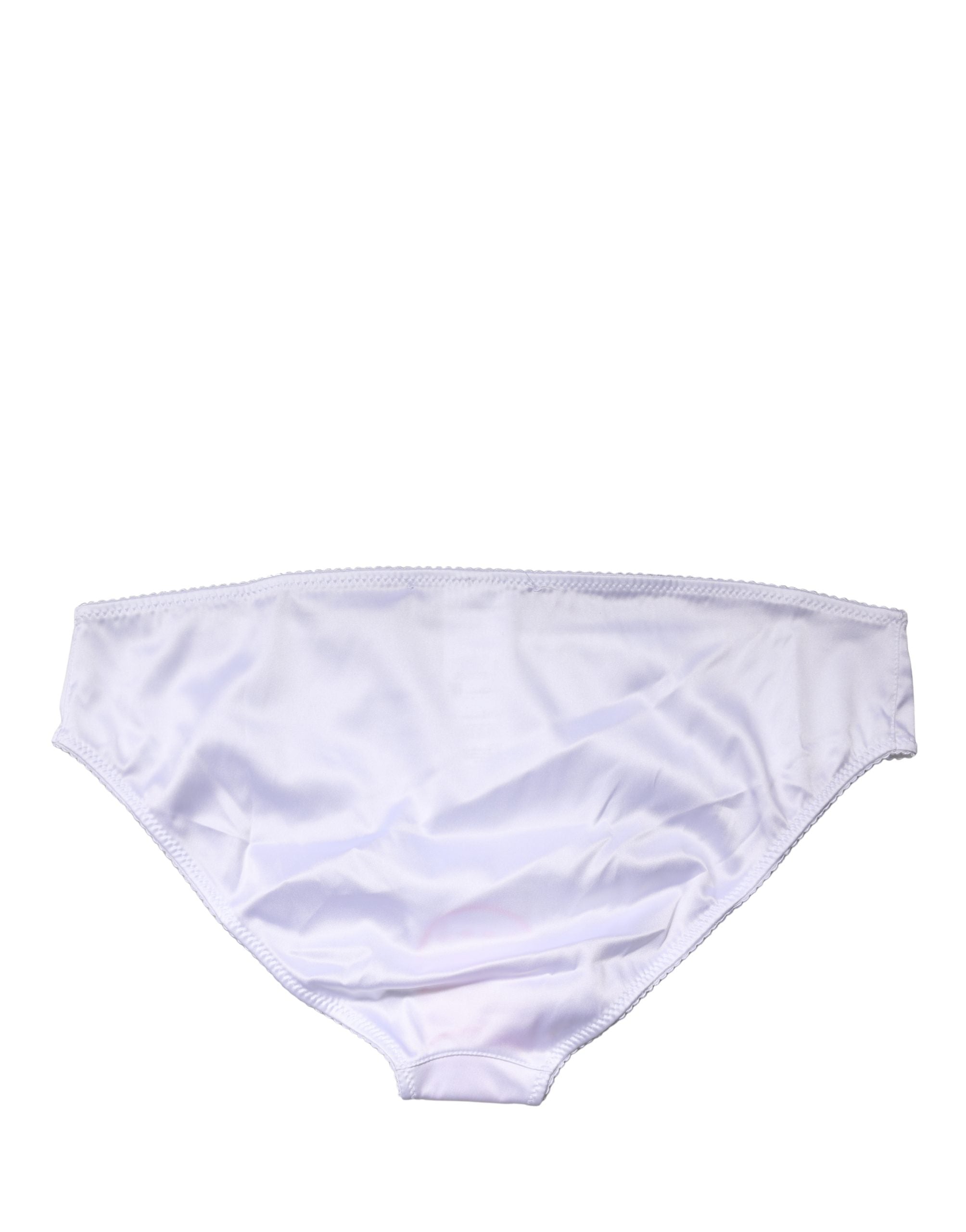 Culotte blanche en soie extensible Dolce & Gabbana, taille mi-hauteur et coupe ajustée, vue de l'avant.