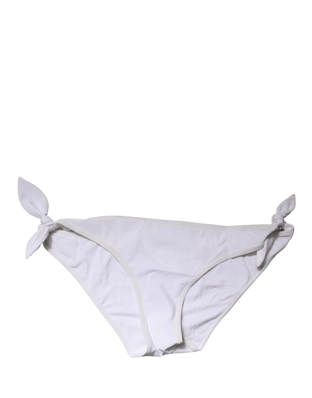 Maillot de bain femme Dolce & Gabbana, bas de bikini blanc à nouer sur les côtés, style élégant et tendance.