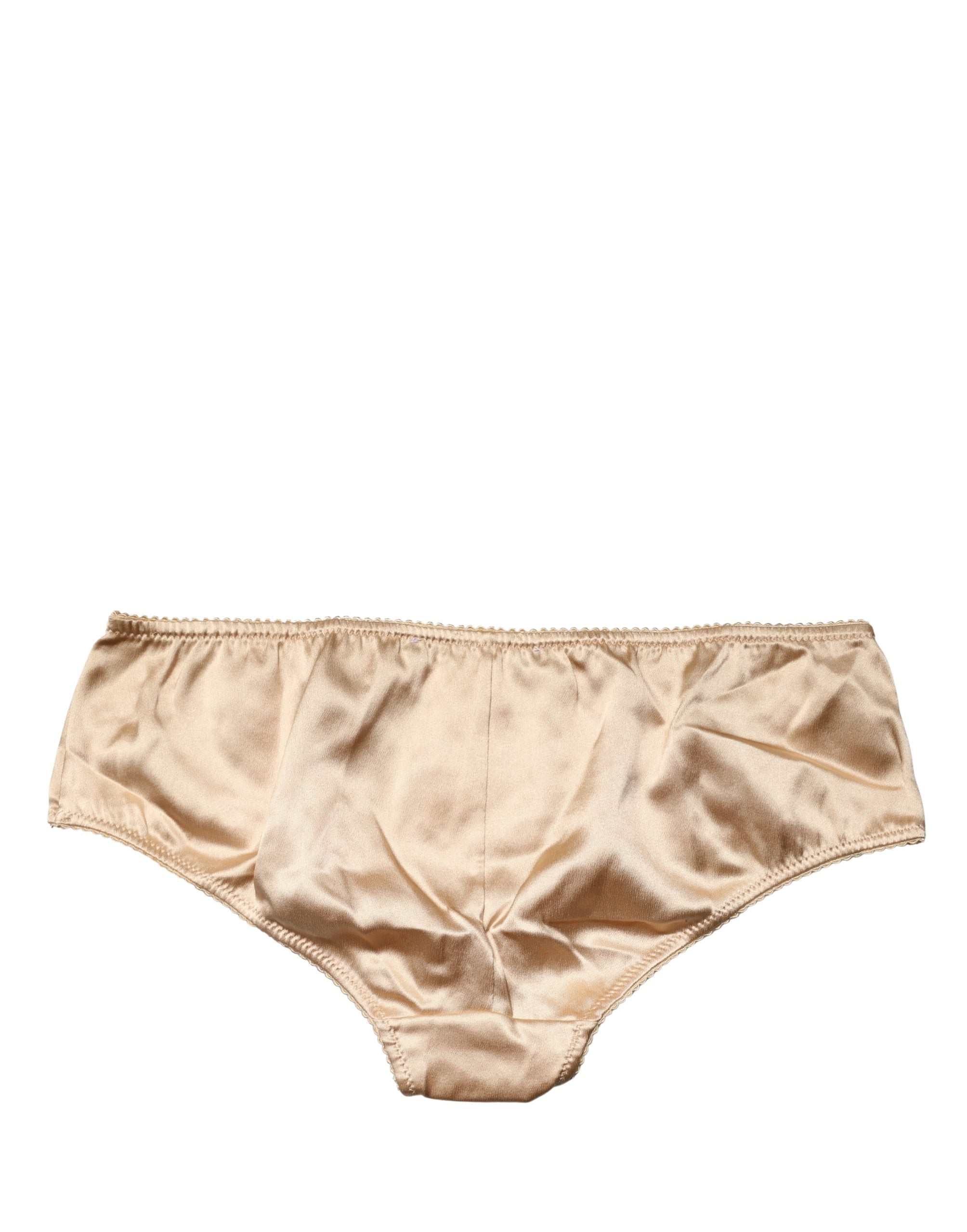 Culotte beige en soie extensible Dolce & Gabbana, taille mi-hauteur, sous-vêtements confortables et élégants pour femmes