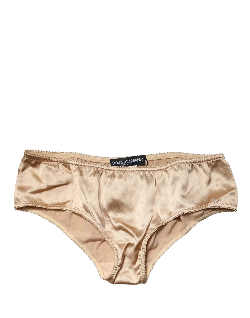 Culotte beige en soie extensible de taille moyenne de Dolce & Gabbana, sous-vêtements féminins élégants et confortables.