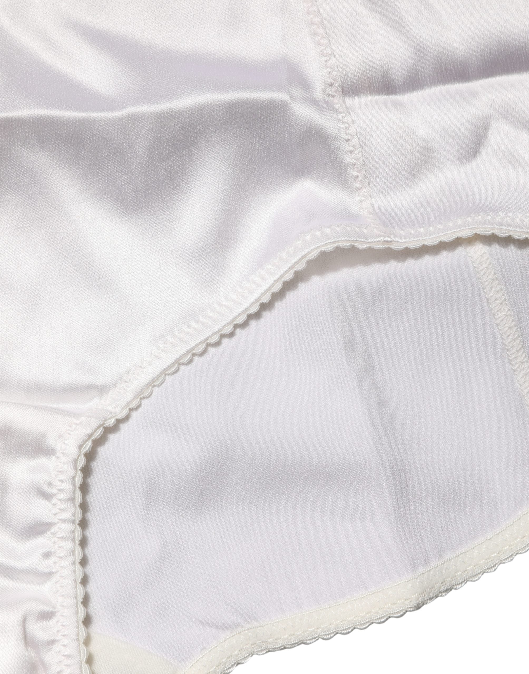Slip en satin blanc Dolce & Gabbana, culotte haute taille en mélange de soie, sous-vêtement élégant et confortable.