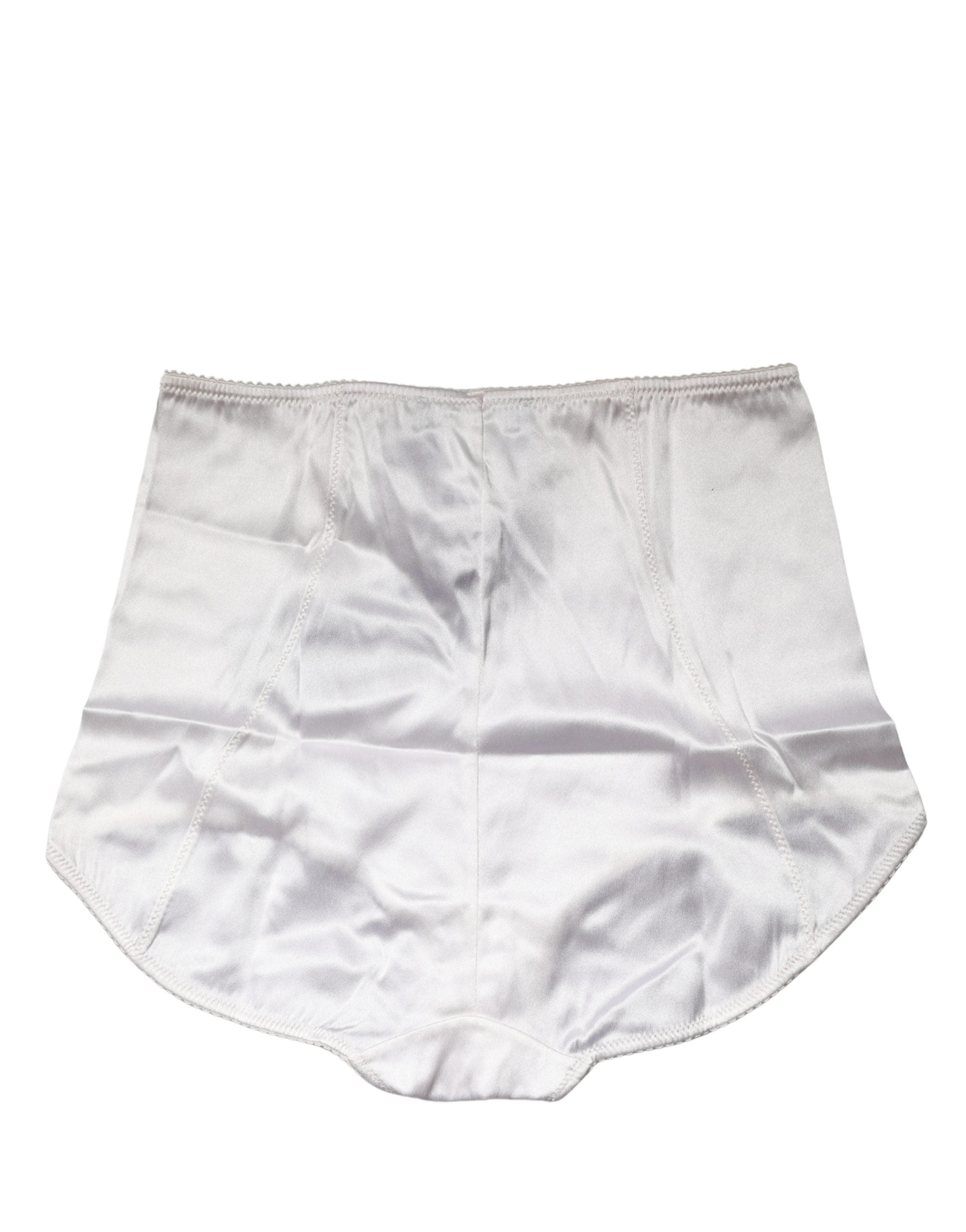 Culotte haute en soie mélangée blanche de Dolce & Gabbana, sous-vêtements féminins élégants et confortables.