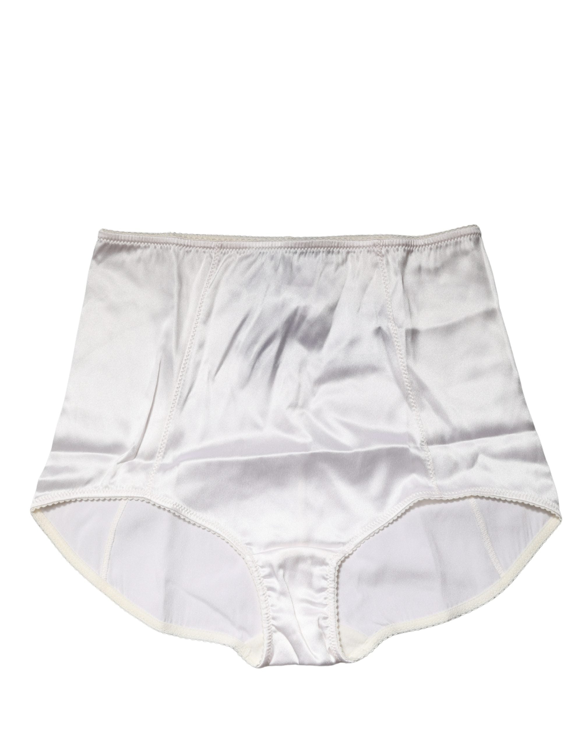 Culotte haute en mélange de soie blanche Dolce & Gabbana, sous-vêtements féminins élégants et confortables.