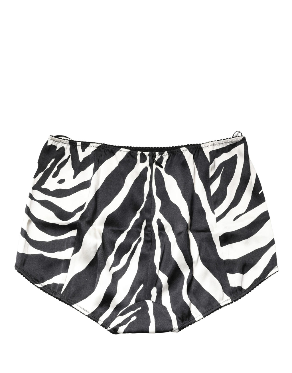 Culotte haute Dolce & Gabbana à rayures zèbre noir et blanc, sous-vêtement élégant en dentelle avec taille haute.