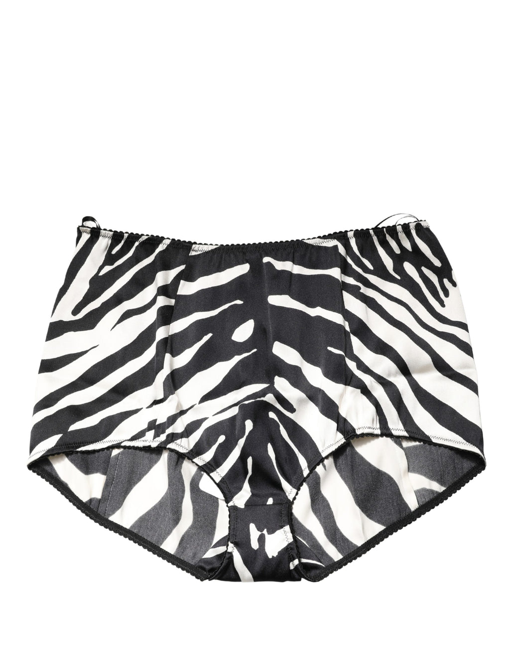 Culotte haute Dolce & Gabbana à rayures zèbre en noir et blanc, sous-vêtement élégant et confortable pour femme.