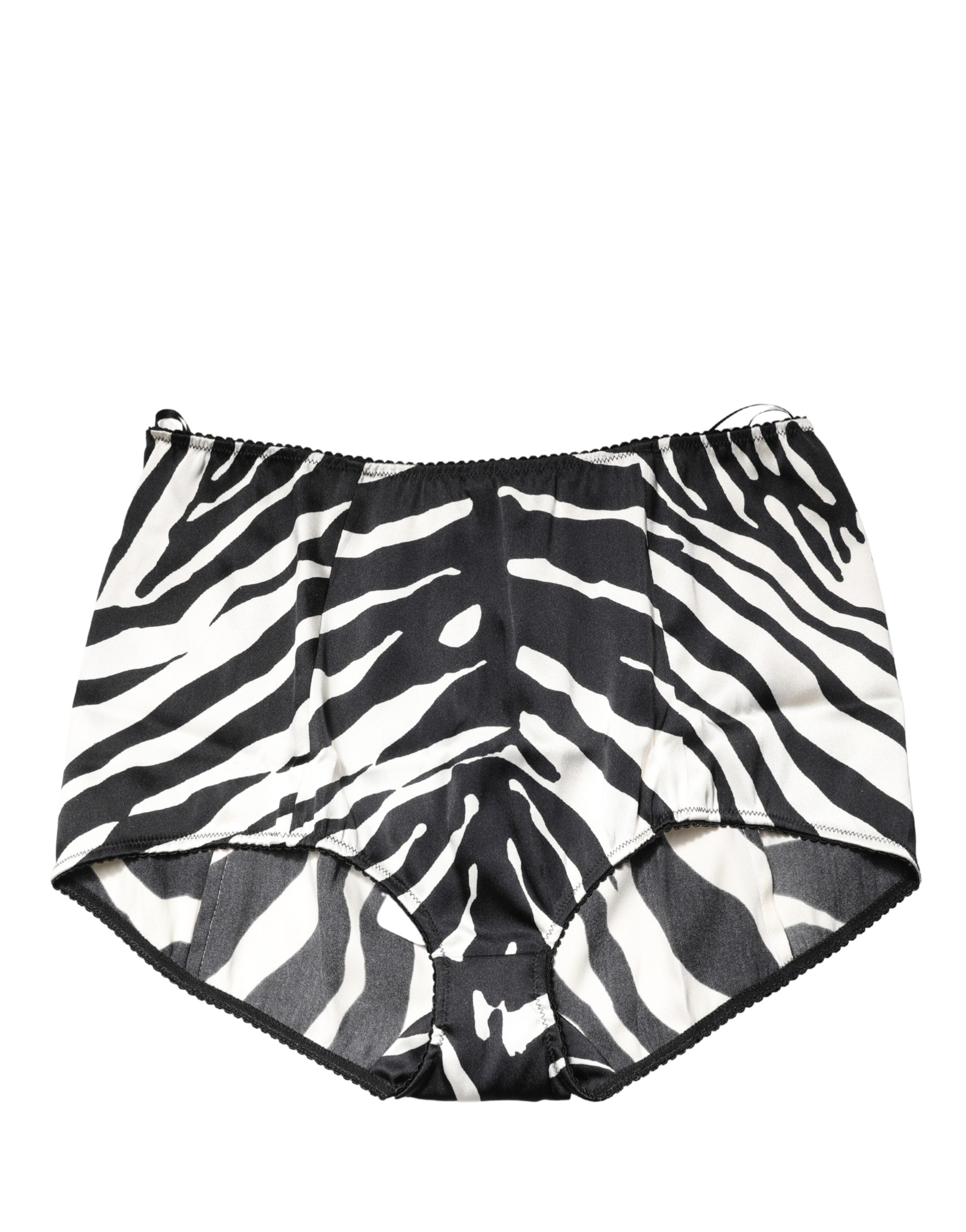 Culotte haute Dolce & Gabbana à rayures zèbre en noir et blanc, sous-vêtement élégant et confortable pour femme.