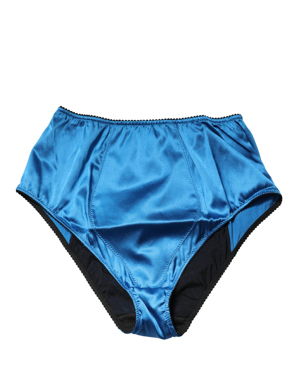 Culotte haute en soie mélangée Dolce & Gabbana bleue, pince haute, sous-vêtements élégants et confortables.