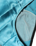 Culotte haute en soie et mélange de fibres Dolce & Gabbana, sous-vêtements à taille haute bleu avec détails élégants.